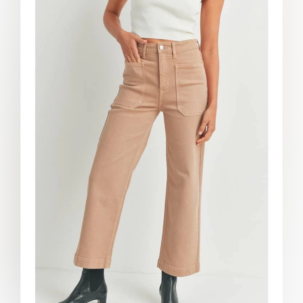 Straight leg tan jeans